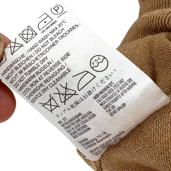 Escada Sport Camel Brown Turtleneck Gathered Detail Sweater Size Small - Picture 11 of 12